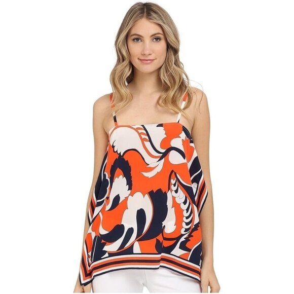 Trina Turk Patterned Silk Tank Top Small - Picture 4 of 6